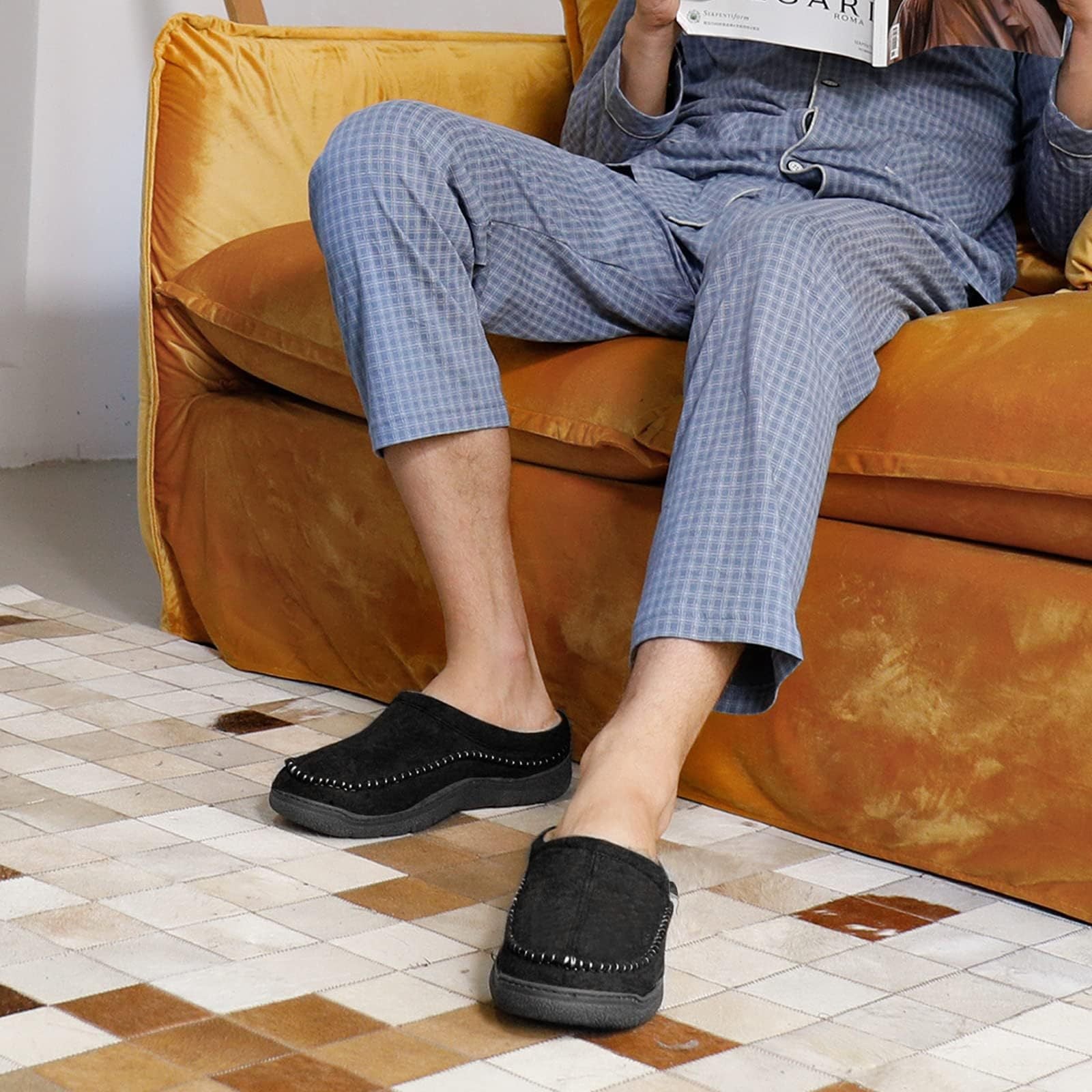 Pantuflas ortopédicas para hombre – Diseño con soporte plantar suave
