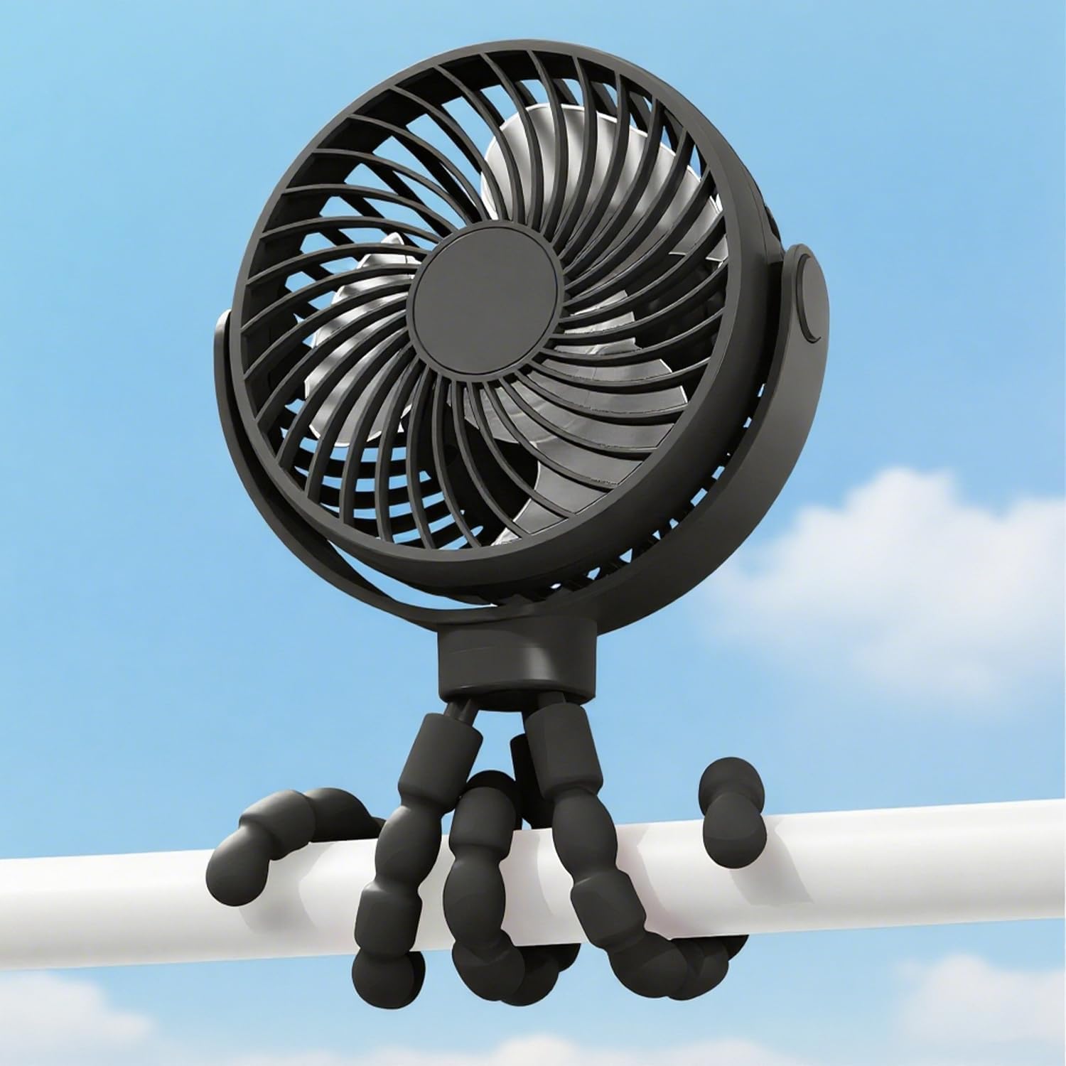 Ventilador portátil con clip para cochecito de bebé, alimentado por batería