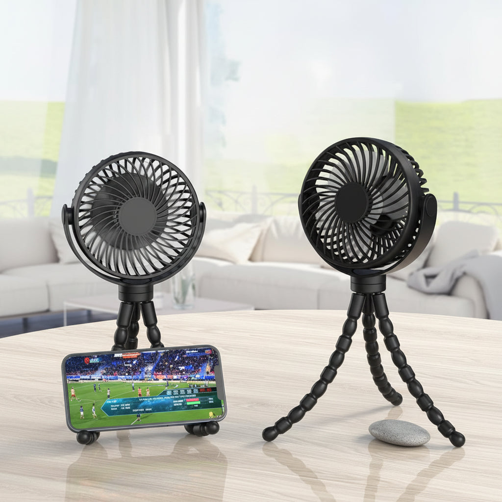 Ventilador portátil con clip para cochecito de bebé, alimentado por batería