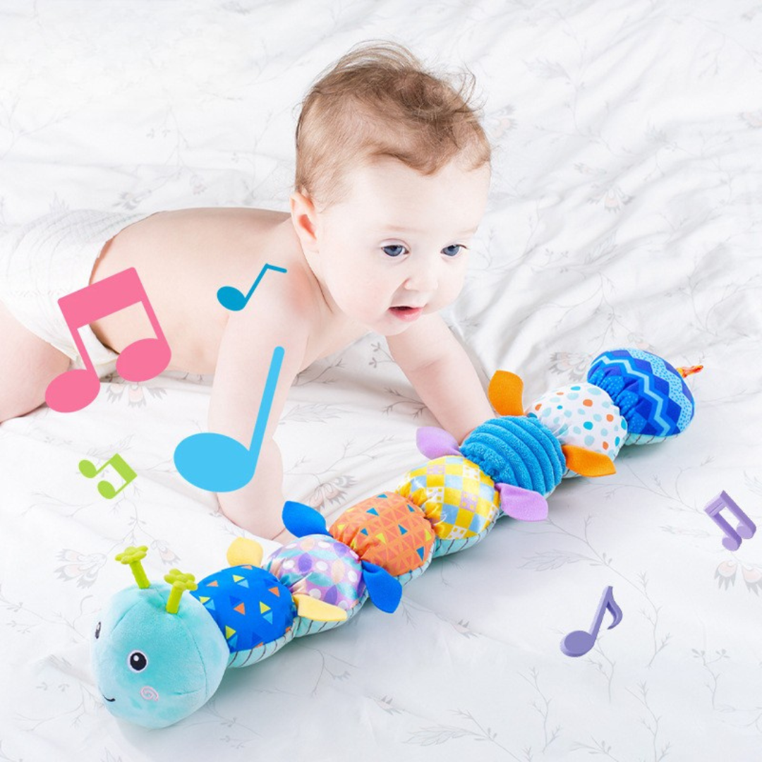 Oruga Musical para Bebés – Peluche Interactivo para el Desarrollo Sensorial y Motor