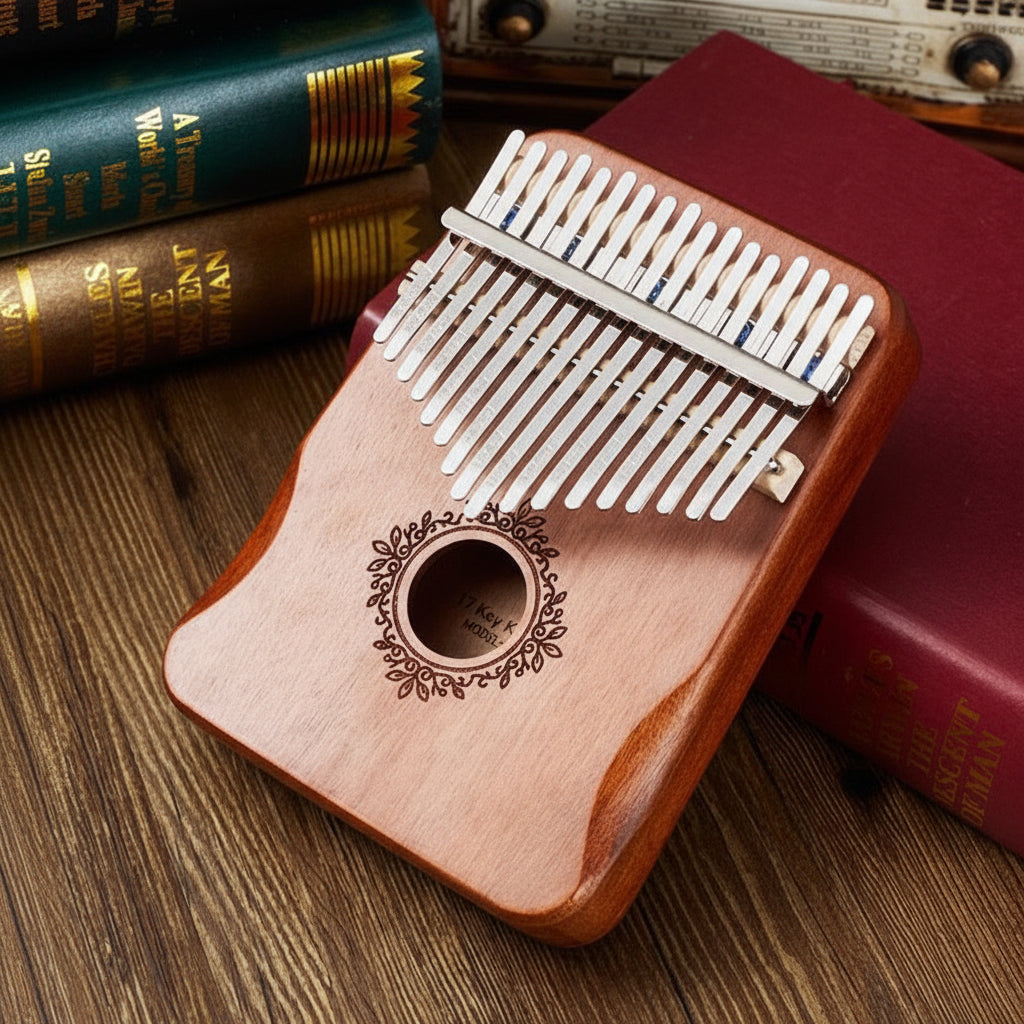 Kalimba de pulgar de caoba, instrumento de 17 teclas