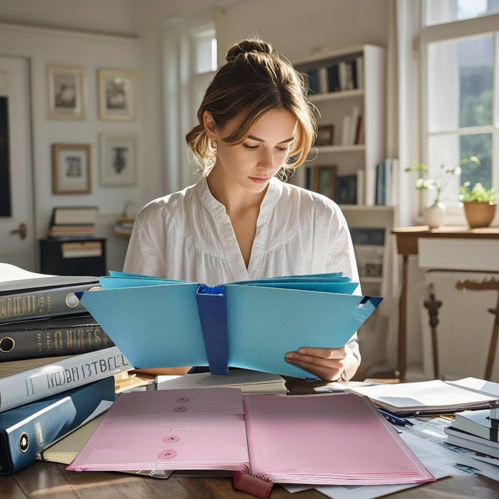 Organizador de anillas rosa – kit de carpetas para documentos del hogar