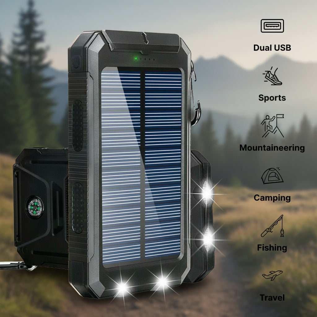 Cargador solar de 20000 mAh, batería externa impermeable