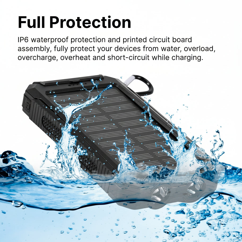 Cargador solar de 20000 mAh, batería externa impermeable