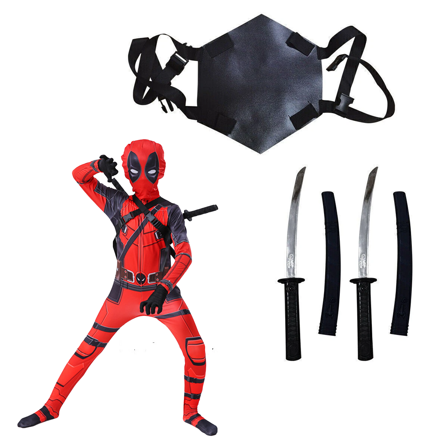 Disfraz de Deadpool para niños – Mameluco de cosplay para niños – Disfraz para fiesta infantil del Día del Niño (inspirado en la serie de Marvel)