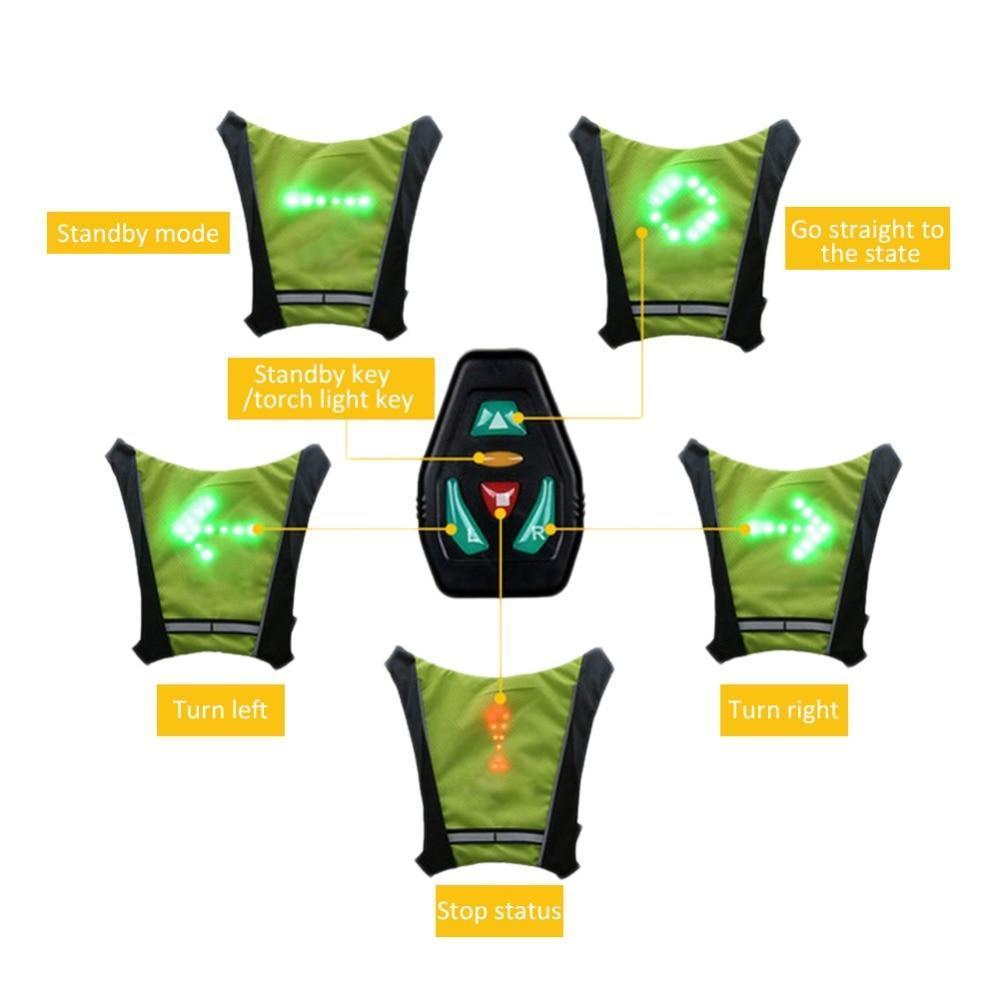 Dmax | Chaleco LED reflectante de seguridad para ciclismo con señal de giro, impermeable para exteriores