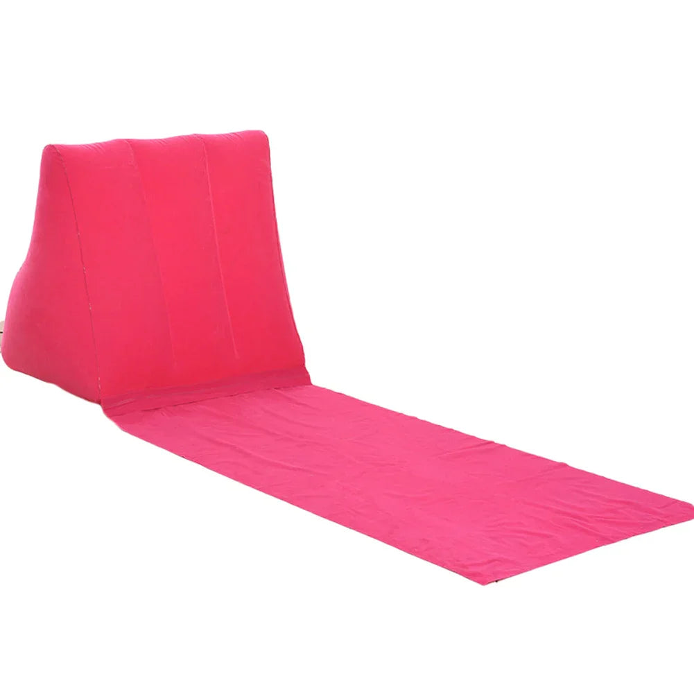 Colchoneta inflable con respaldo | Cama portátil para playa y camping