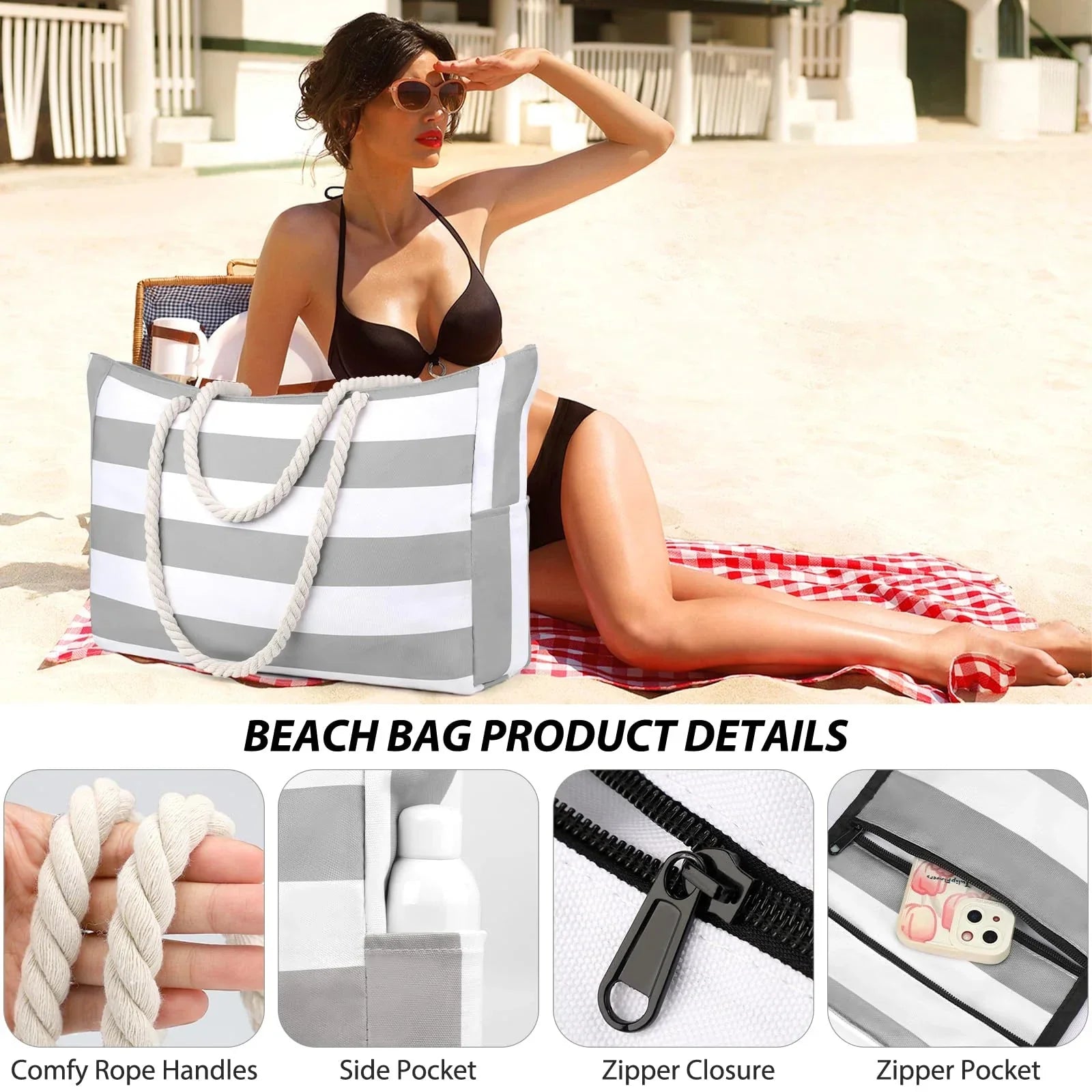 Bolsa de playa impermeable resistente a la arena | Ideal para vacaciones