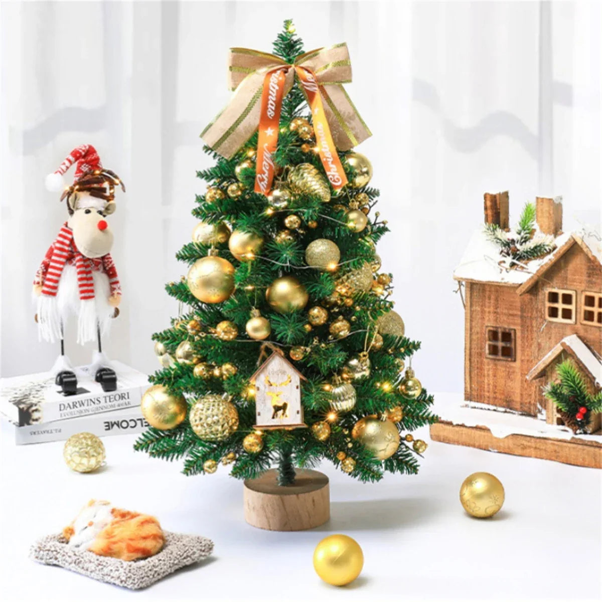 Mini Árbol de Navidad - Realista Nevado - Decoración Mesa Escritorio