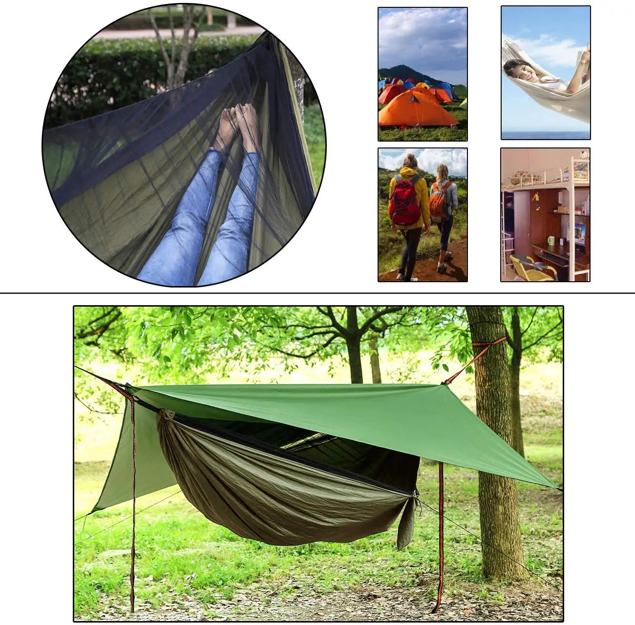 Hamaca de camping con mosquitera | Portátil y resistente para exterior