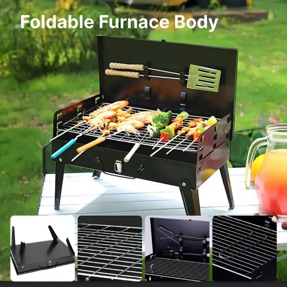 Barbacoa plegable de acero | Parrilla portátil para jardín y camping