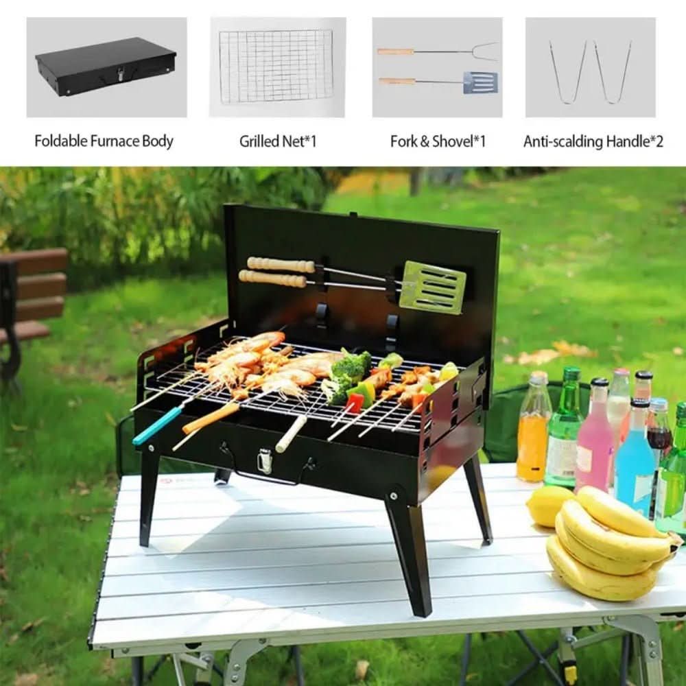 Barbacoa plegable de acero | Parrilla portátil para jardín y camping