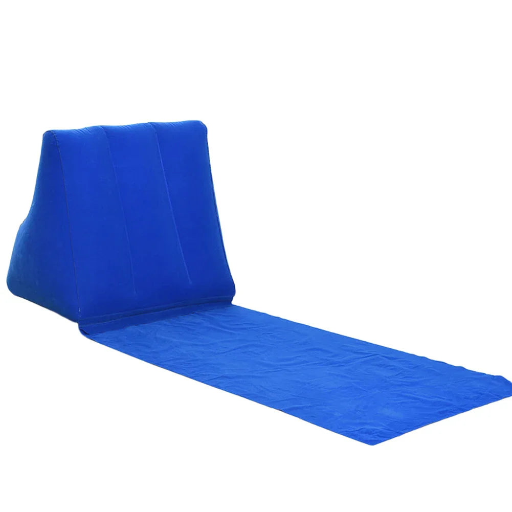 Colchoneta inflable con respaldo | Cama portátil para playa y camping