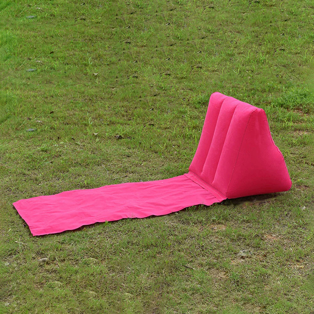 Colchoneta inflable con respaldo | Cama portátil para playa y camping