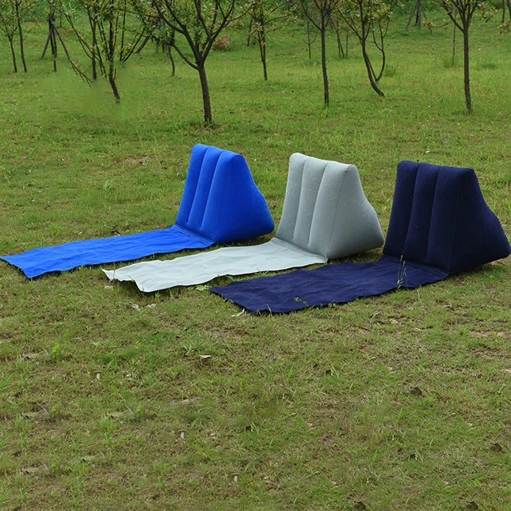 Colchoneta inflable con respaldo | Cama portátil para playa y camping