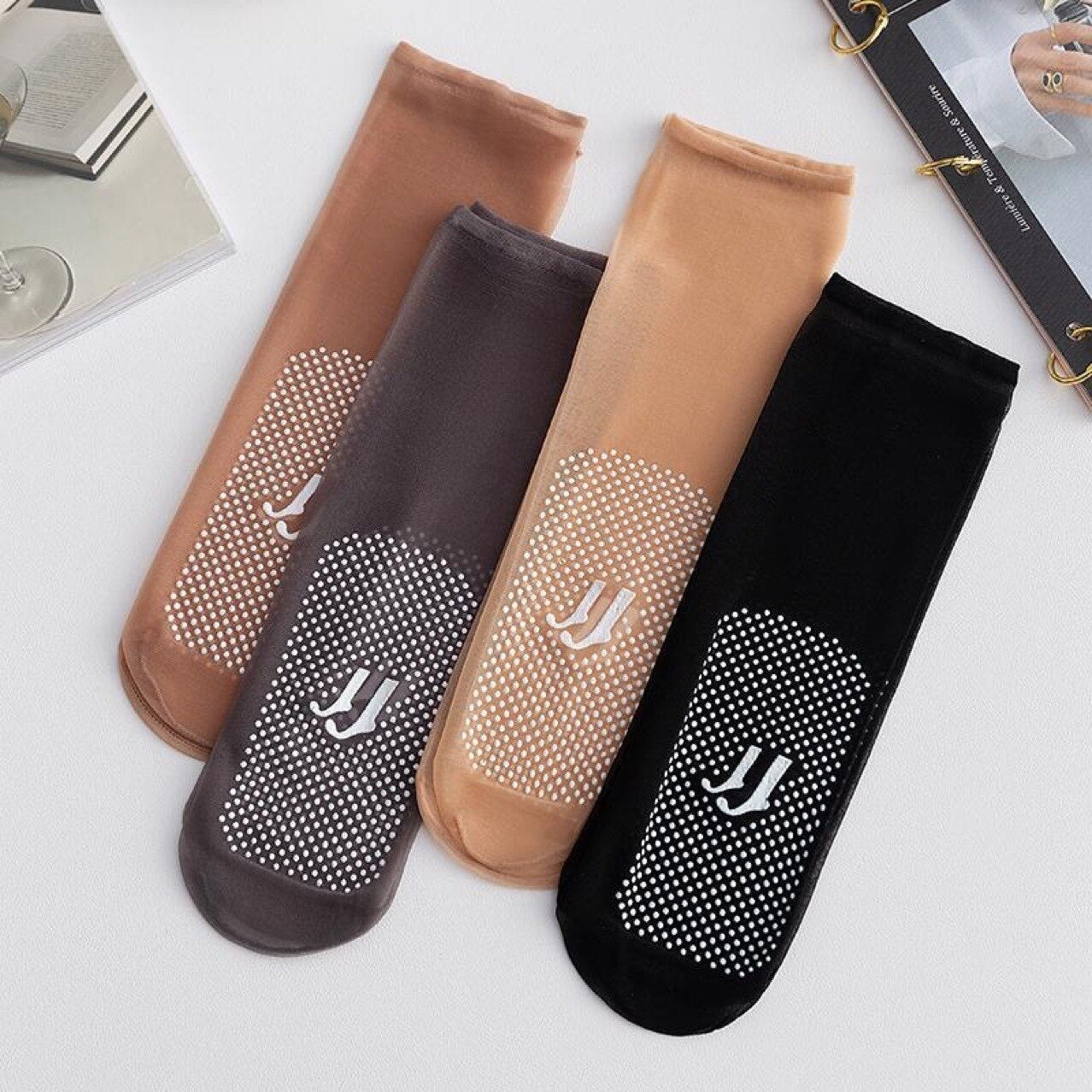Calcetines para mujer de seda ultrafina y transpirables, de verano