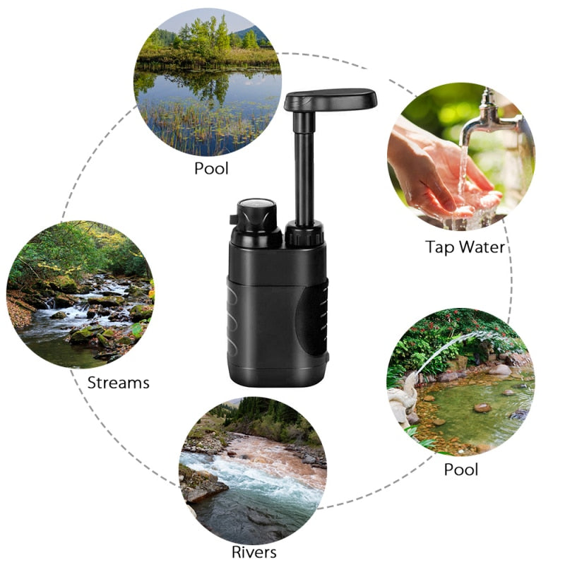 Filtro de agua portátil para camping | Purificador para exteriores y supervivencia