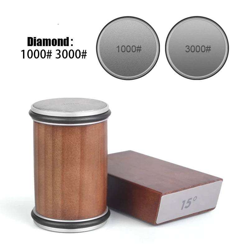 Afilador de cuchillos rodante con soporte magnético y piedras de diamante 15°/20° — C Set
