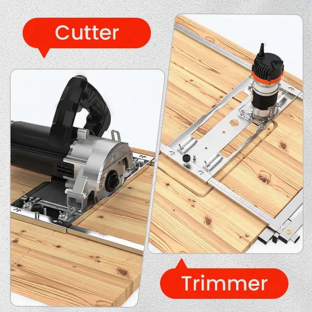 Guía de corte para carpintería: sistema de rieles ajustable para sierra circular