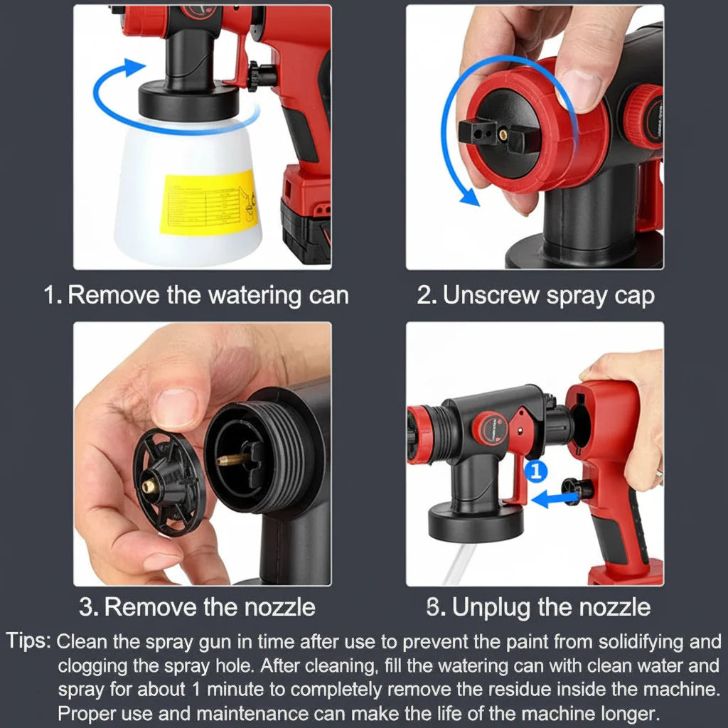 Pistola de pulverización eléctrica inalámbrica para pintura - bricolaje rápido