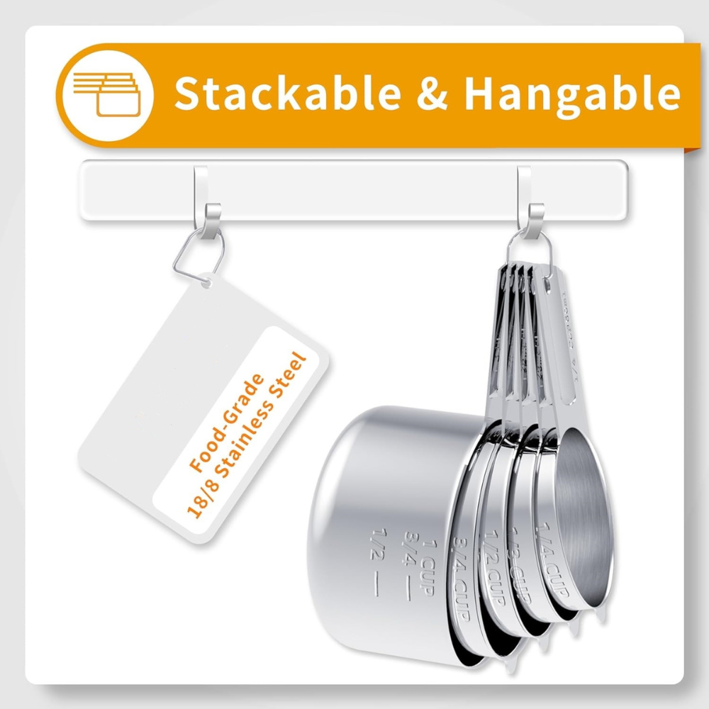 Conjunto de tazas medidoras de acero inoxidable y cucharas medidoras para hornear y cocinar