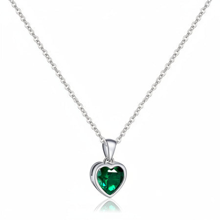 Collar de plata con colgante en forma de corazón y zafiro, piedra de nacimiento