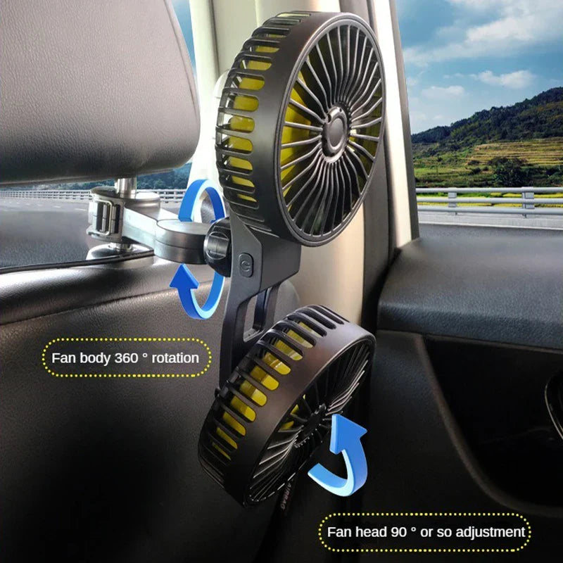 Ventilador de coche con USB | Enfriador portátil para asiento trasero