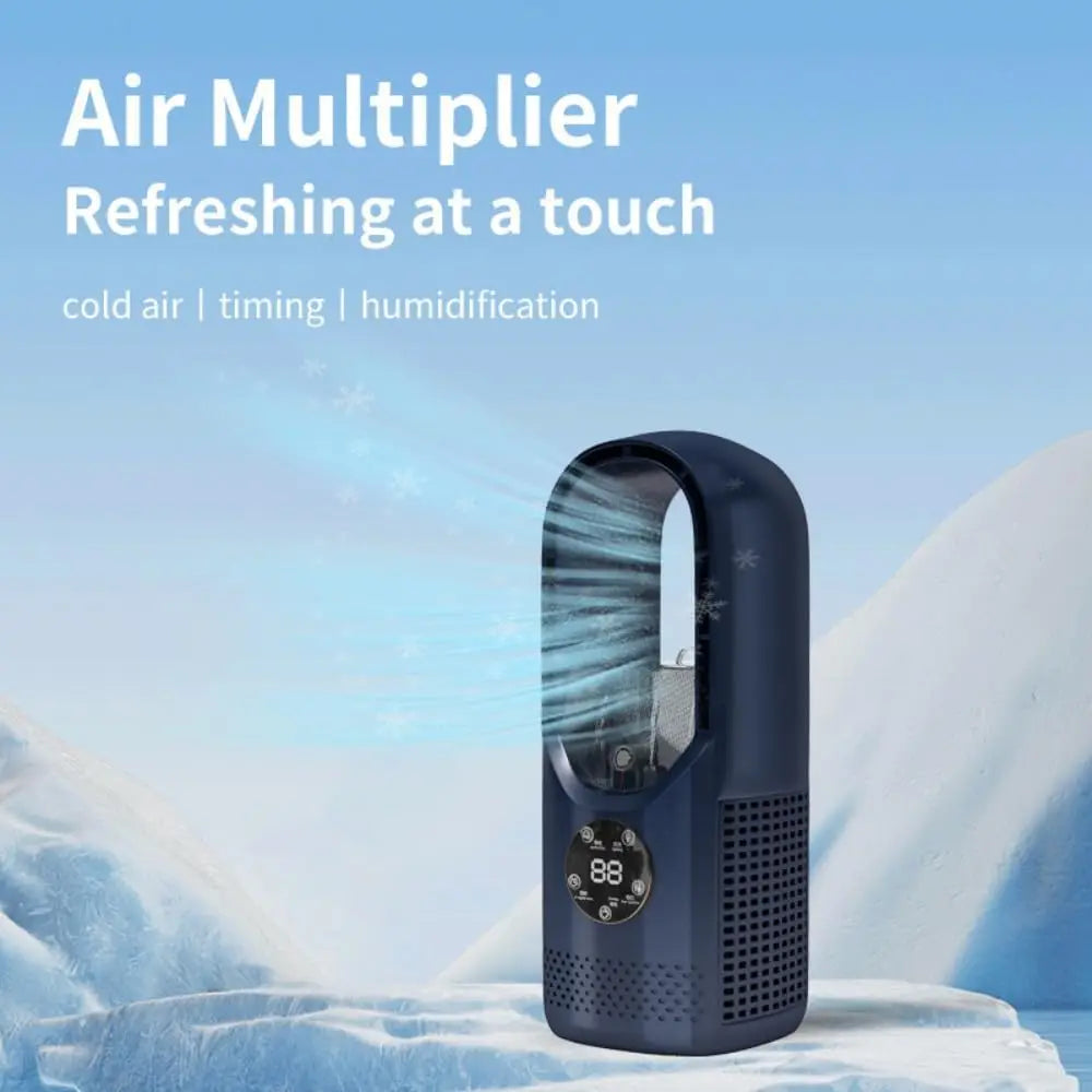 Ventilador sin aspas con humidificador y luz RGB - Silencioso e inalámbrico para casa y de viaje