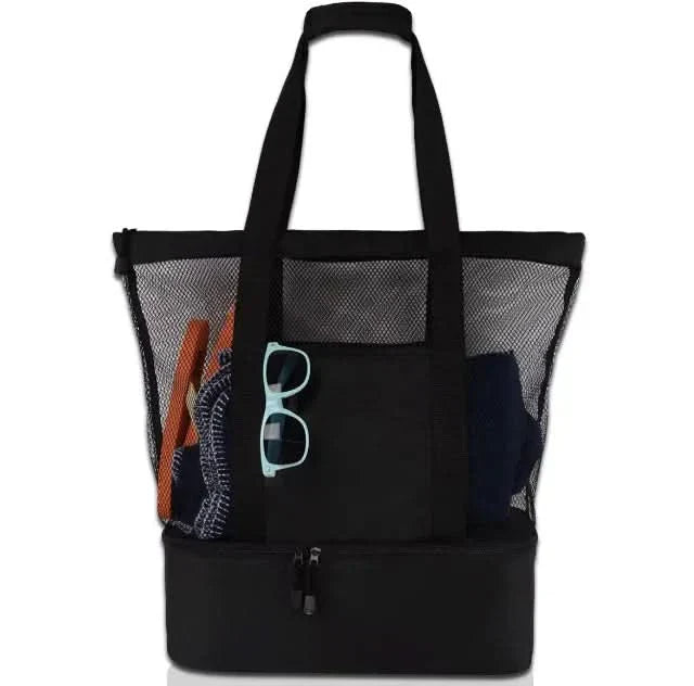 Bolsa de picnic y playa de malla impermeable con doble capa y gran capacidad