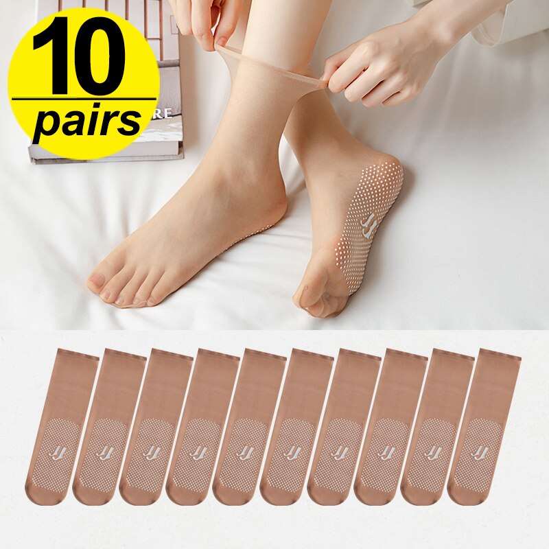 Calcetines para mujer de seda ultrafina y transpirables, de verano