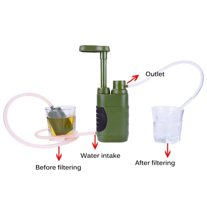 Filtro de agua portátil para camping | Purificador para exteriores y supervivencia