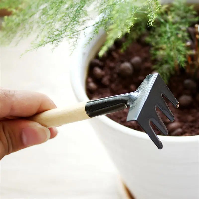 Juego de herramientas de jardinería 3 piezas | Kit con pala, rastrillo y azada
