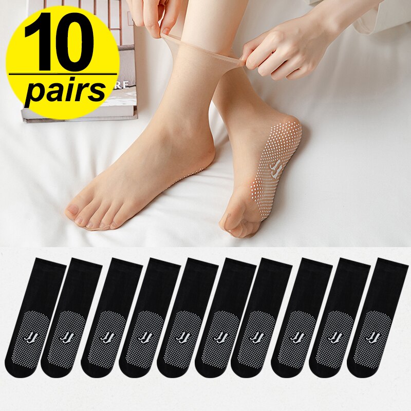 Calcetines para mujer de seda ultrafina y transpirables, de verano