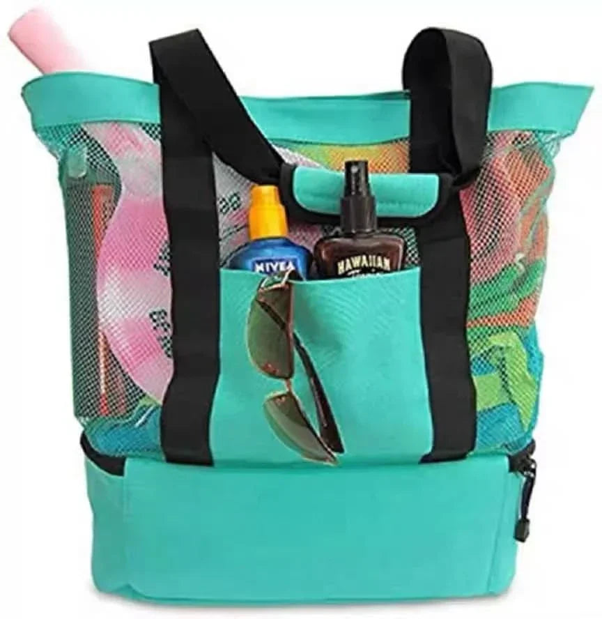 Bolsa de picnic y playa de malla impermeable con doble capa y gran capacidad