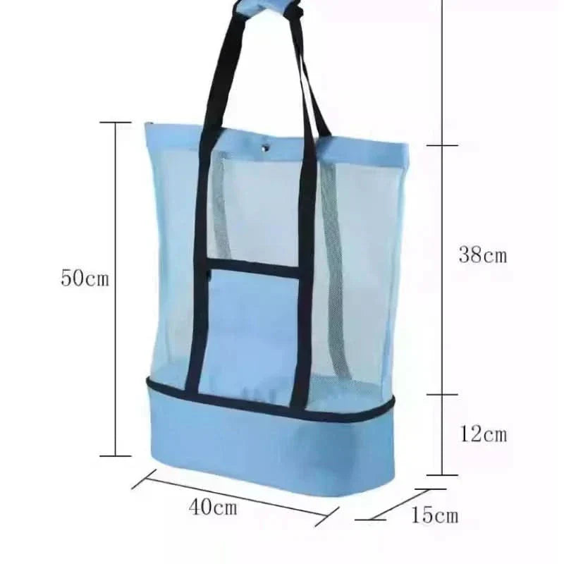 Bolsa de picnic y playa de malla impermeable con doble capa y gran capacidad