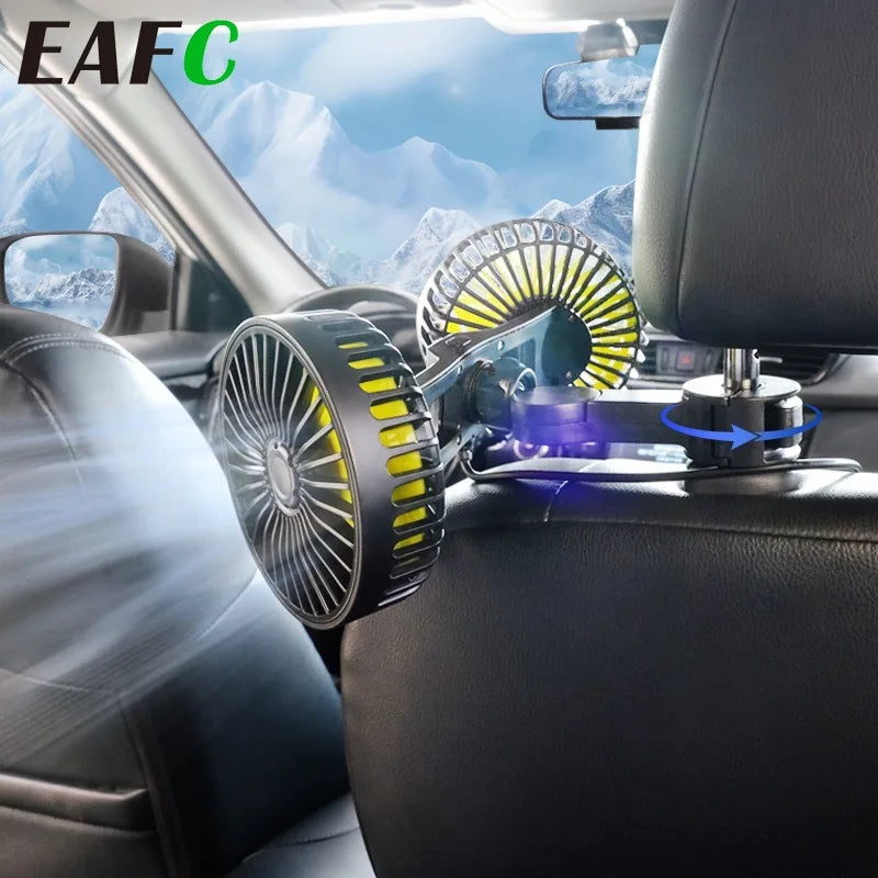 Ventilador de coche con USB | Enfriador portátil para asiento trasero