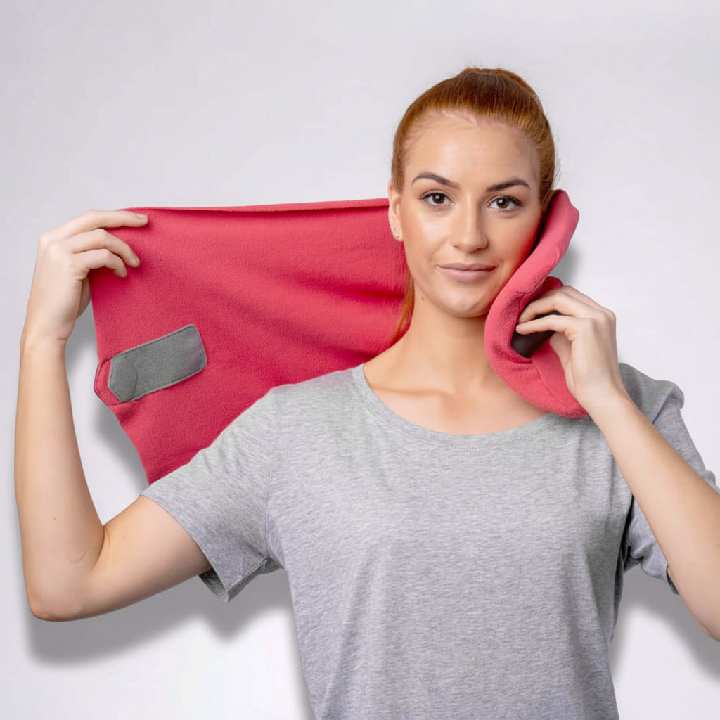 Almohada de viaje envolvente para cuello, cojín de apoyo para avión y coche