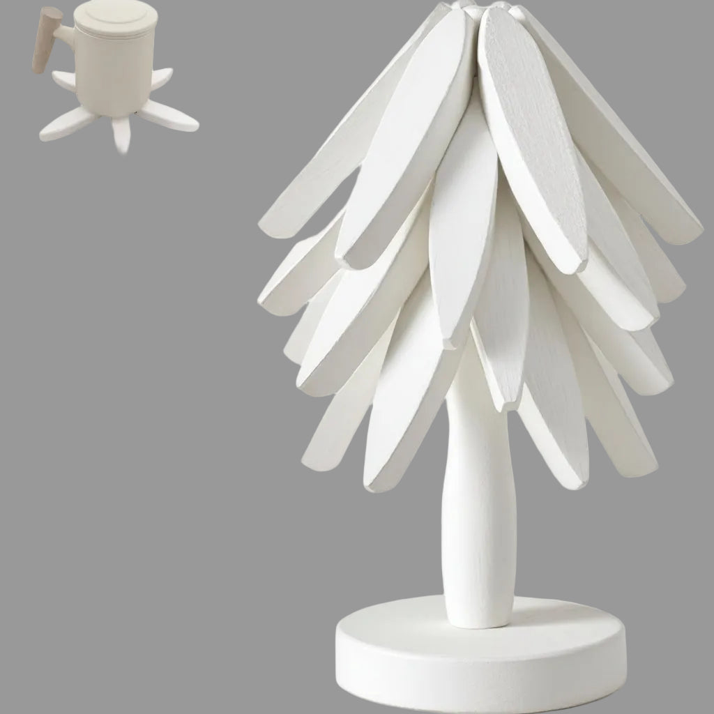 Conjunto de soportes para ollas de madera, plegables, resistentes al calor, con diseño de árbol