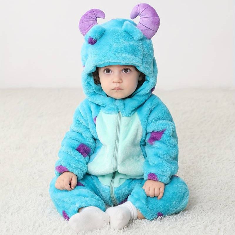 Mono para niños pequeños con temática animal – Algodón suave y forro polar hipoalergénico