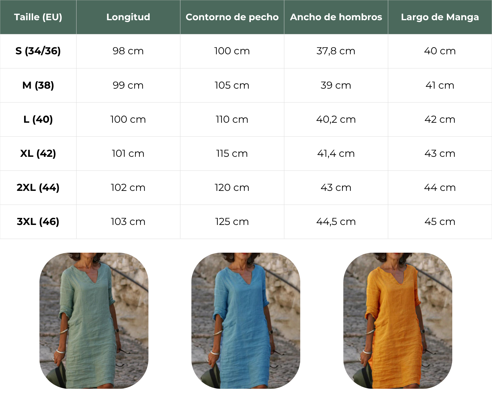 Solènea | Vestido Largo de Lino con Mangas 3/4 y Escote en V