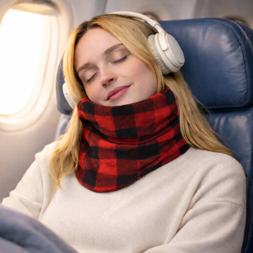 Almohada de viaje envolvente para cuello, cojín de apoyo para avión y coche