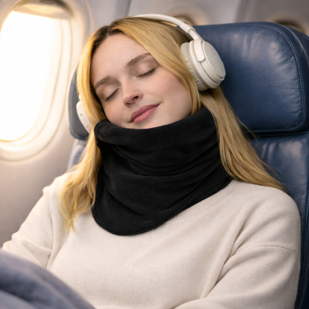 Almohada de viaje envolvente para cuello, cojín de apoyo para avión y coche