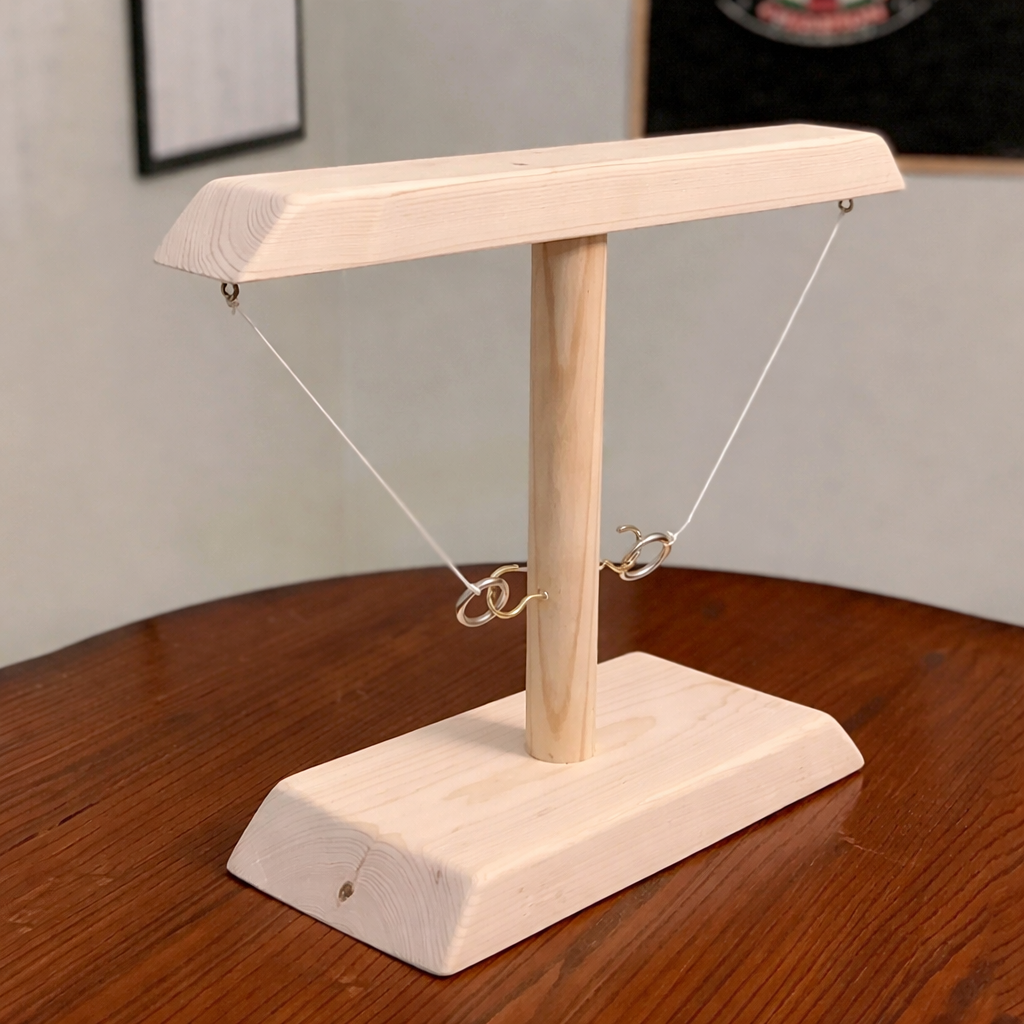 Juego de lanzamiento de aros de mesa con gancho y aro de madera