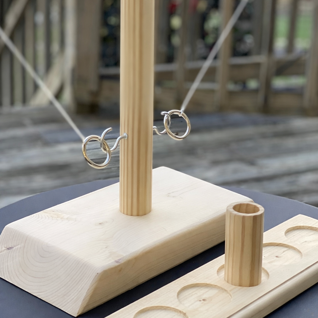 Juego de lanzamiento de aros de mesa con gancho y aro de madera