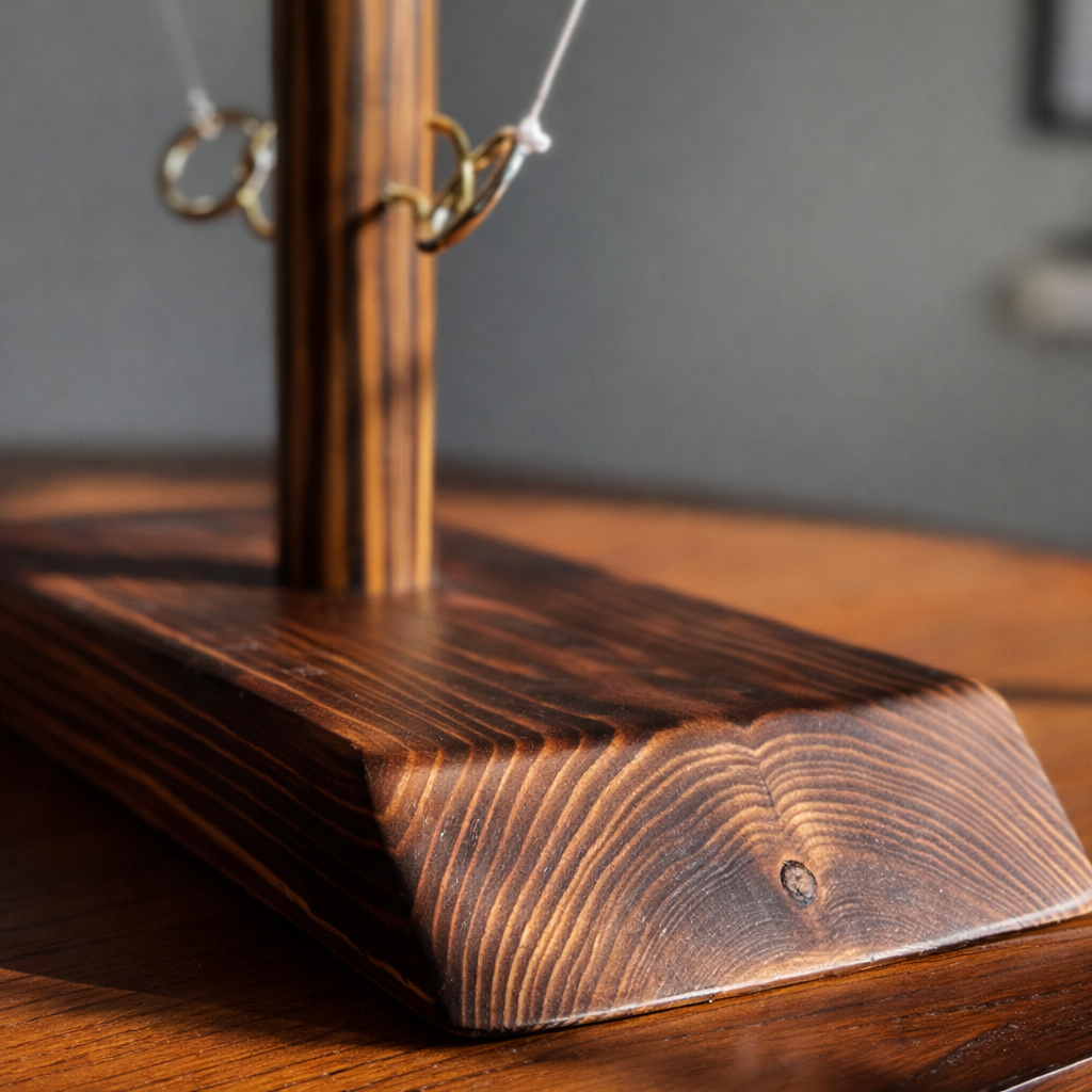 Juego de lanzamiento de aros de mesa con gancho y aro de madera