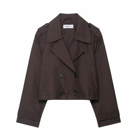 Gabardina Cruzada para Mujer con Bolsillos – Elegante Chaqueta de Otoño e Invierno para Oficina