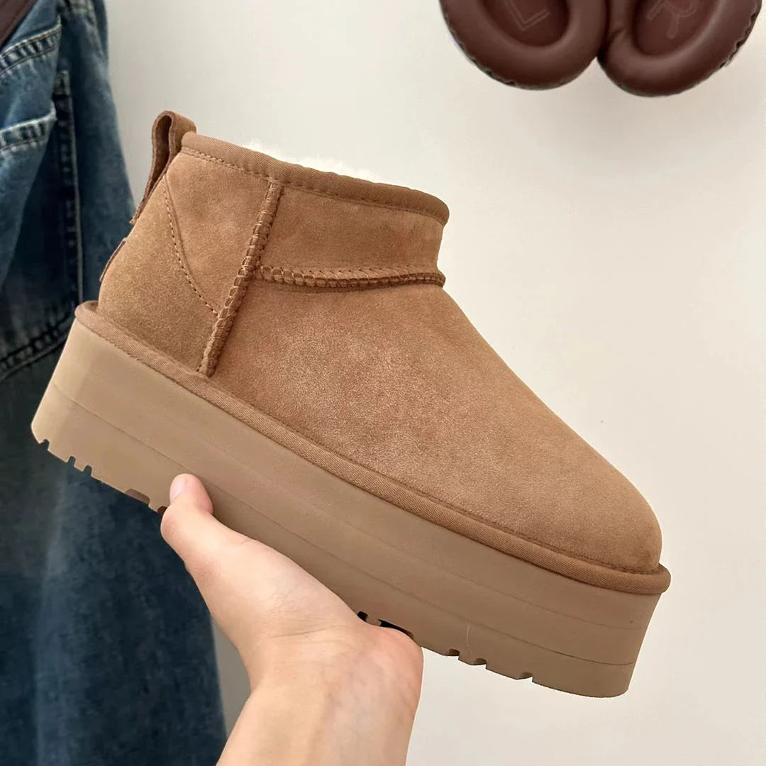 Botas Ultra Mini Marrones para Mujer – Botines con Plataforma y Forro de Peluche