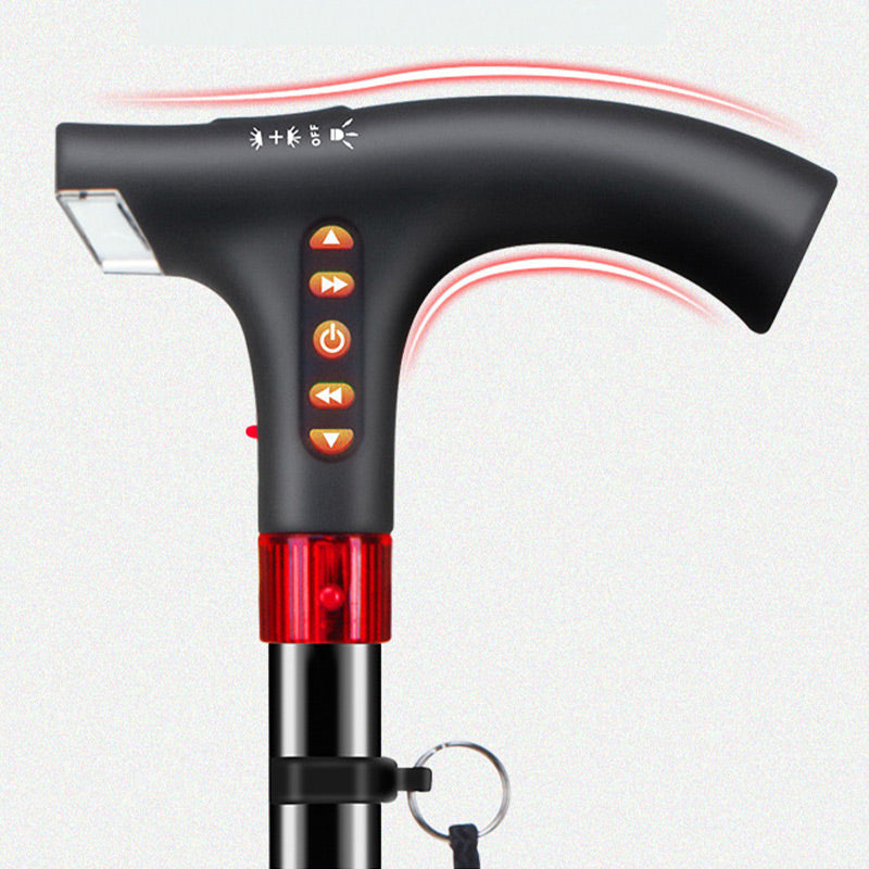 Dmax | Bastón de caminata inteligente | Luz LED, radio y alarma de emergencia | Ajustable