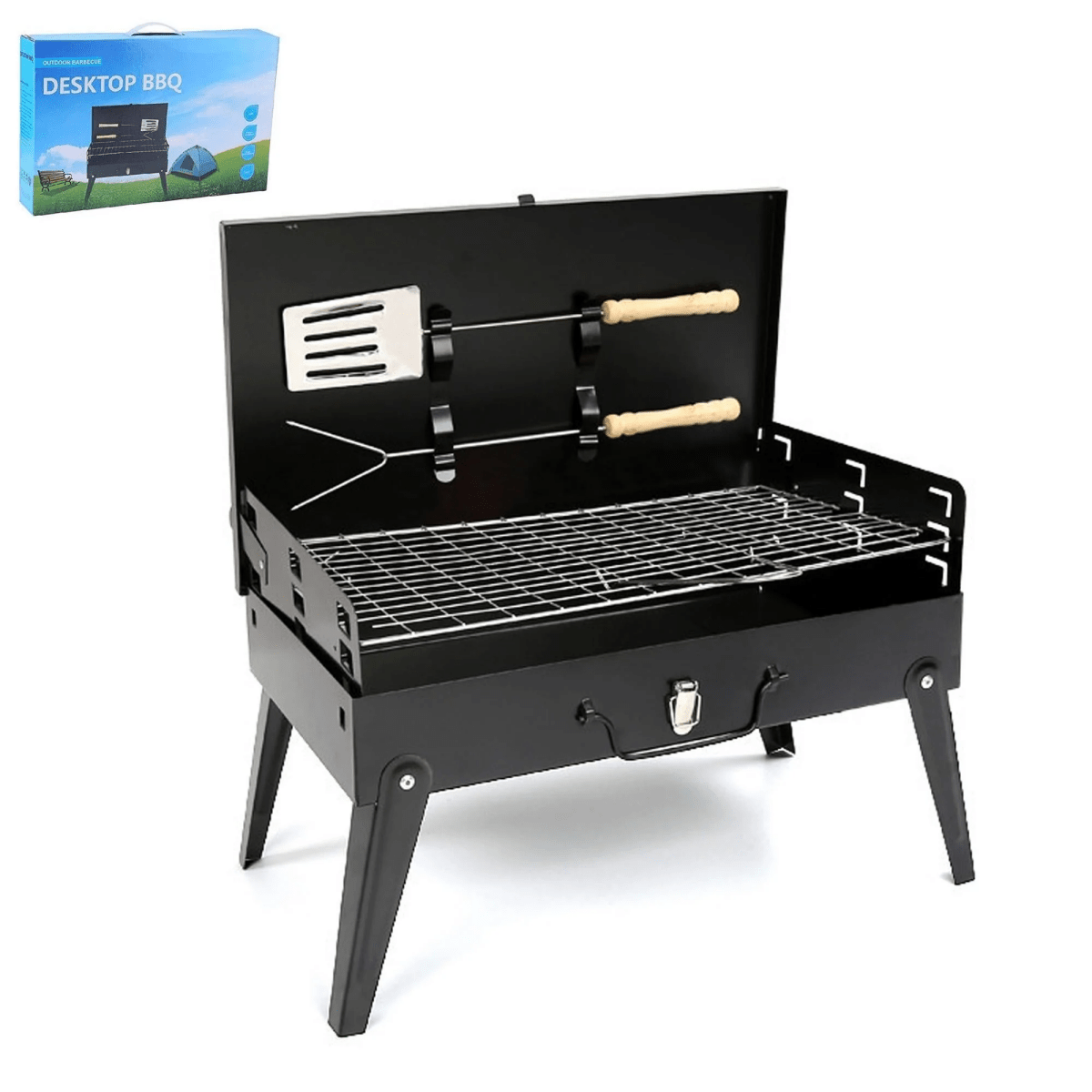 Barbacoa plegable de acero | Parrilla portátil para jardín y camping