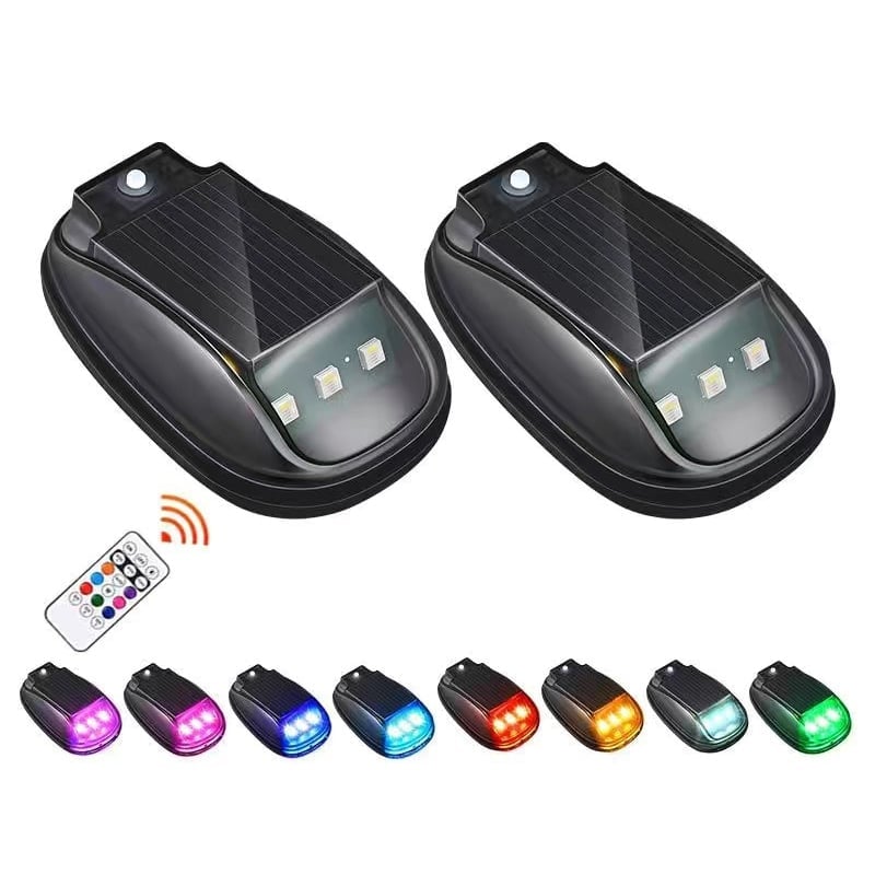 Luz estroboscópica RGB para techo de automóvil con energía solar